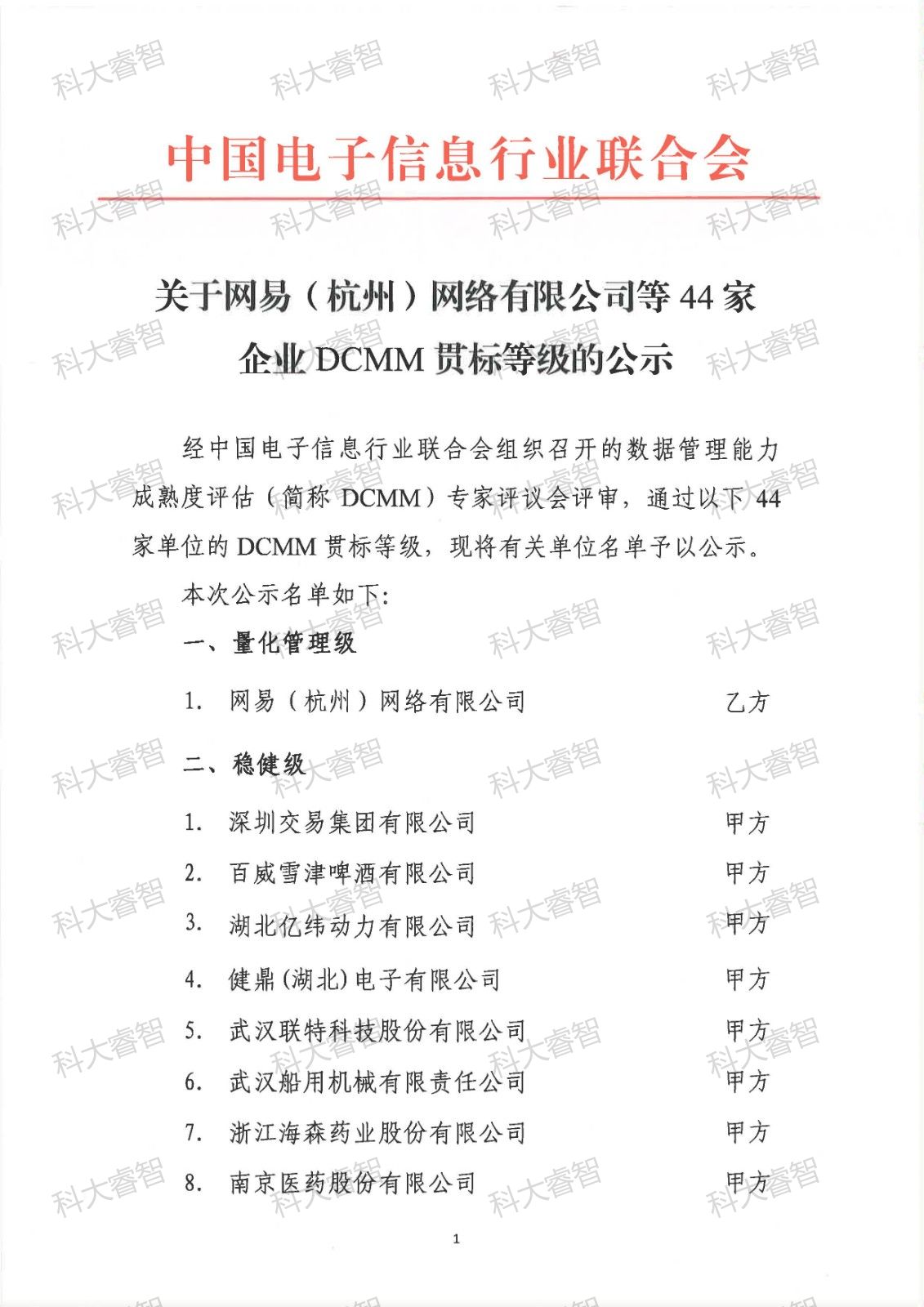 44家！科大睿智祝賀多家服務(wù)企業(yè)上榜DCMM最新公示名單